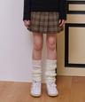 Check Pleats Mini Skirt Beige