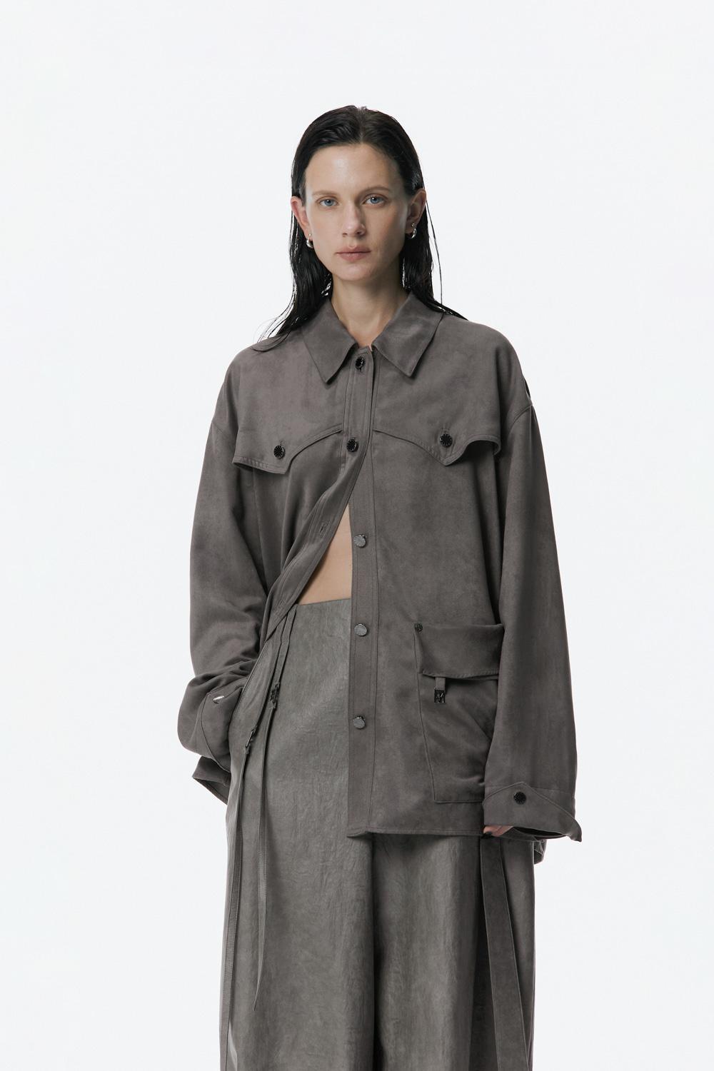 Suede Western Shirt [ Gray ]