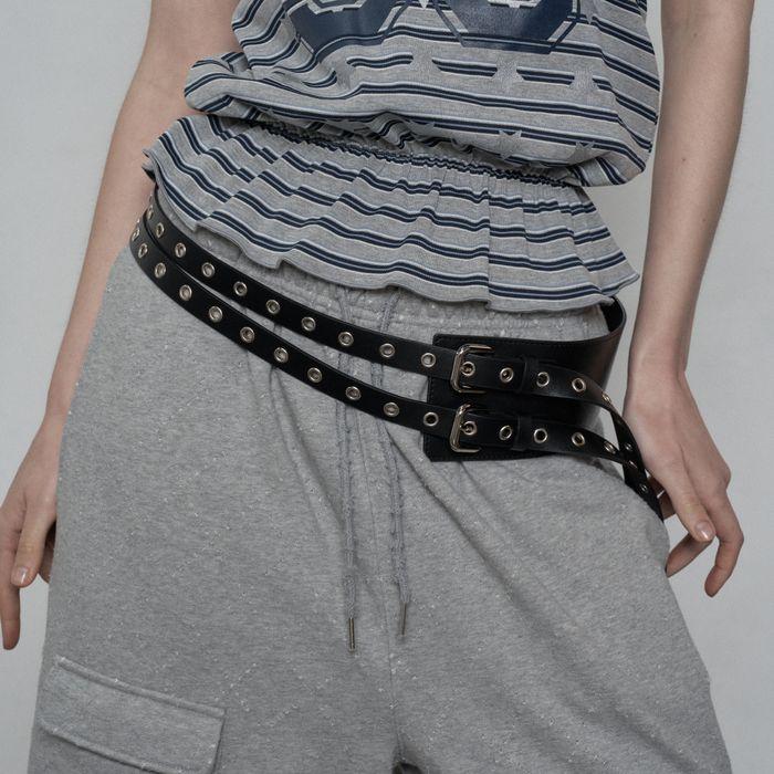 TWIN BUCKLE WAIST BELT / BLACK