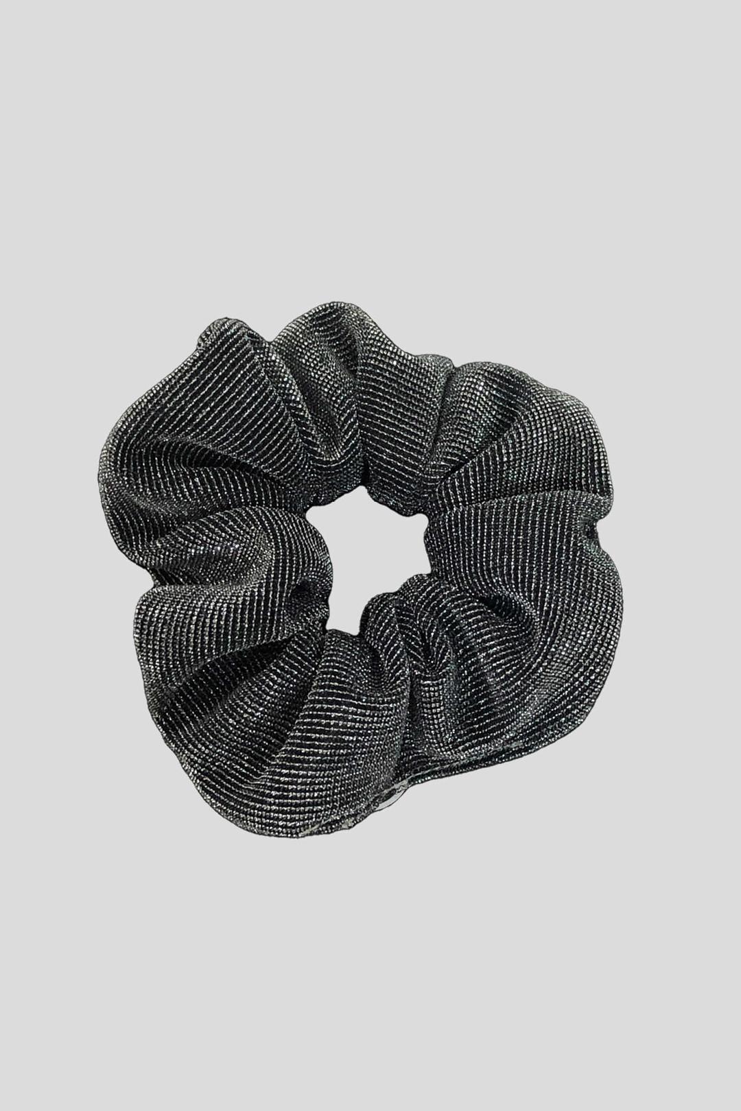 블랙 실버 글리터 스크런치