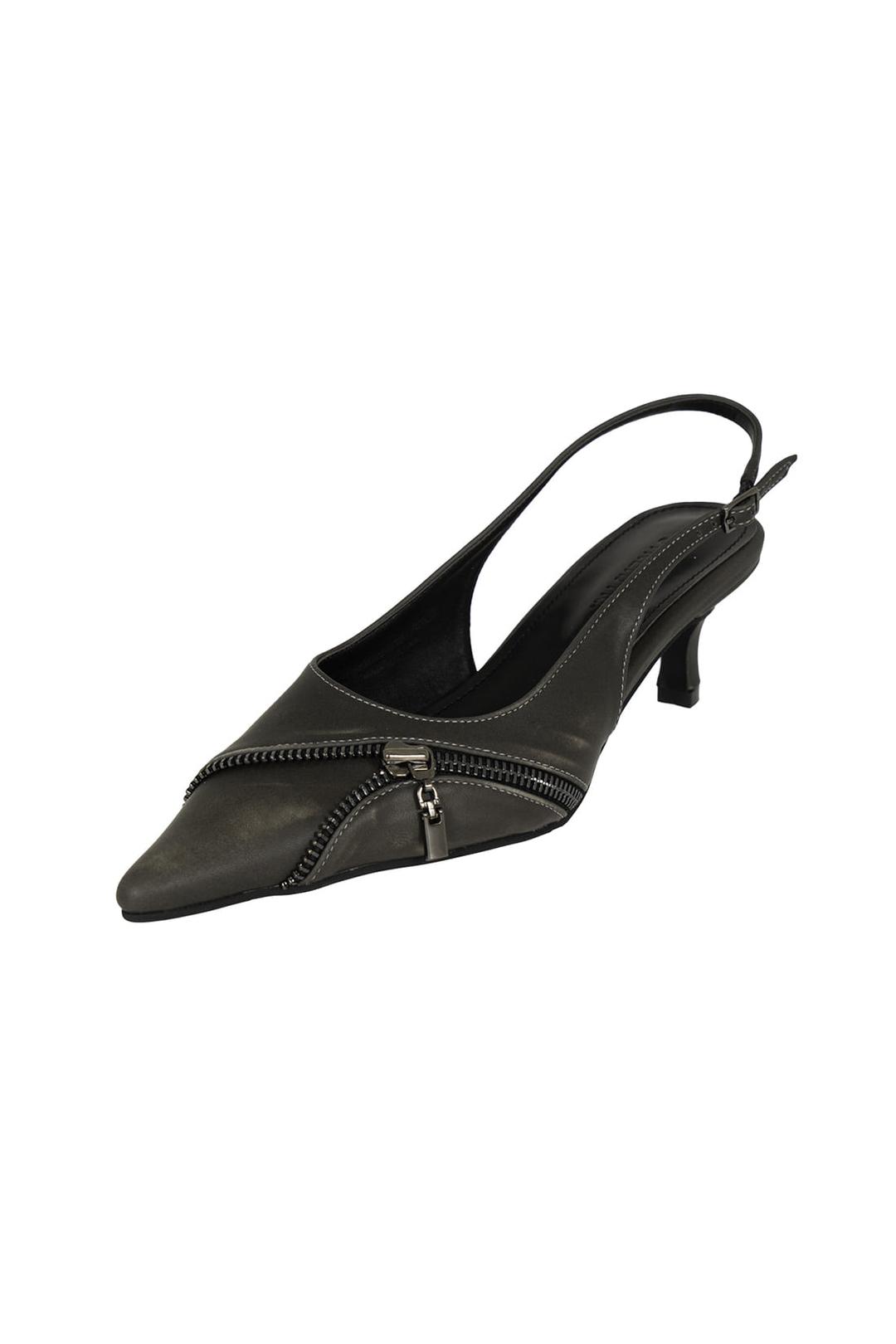 DIAGONAL ZIPPER SLINGBACK WASHED CHARCOAL