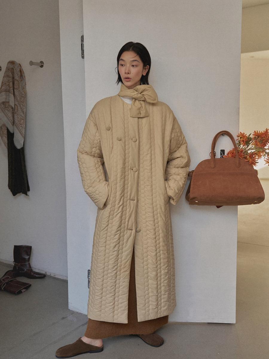 파트 누빔 머플러 롱패딩