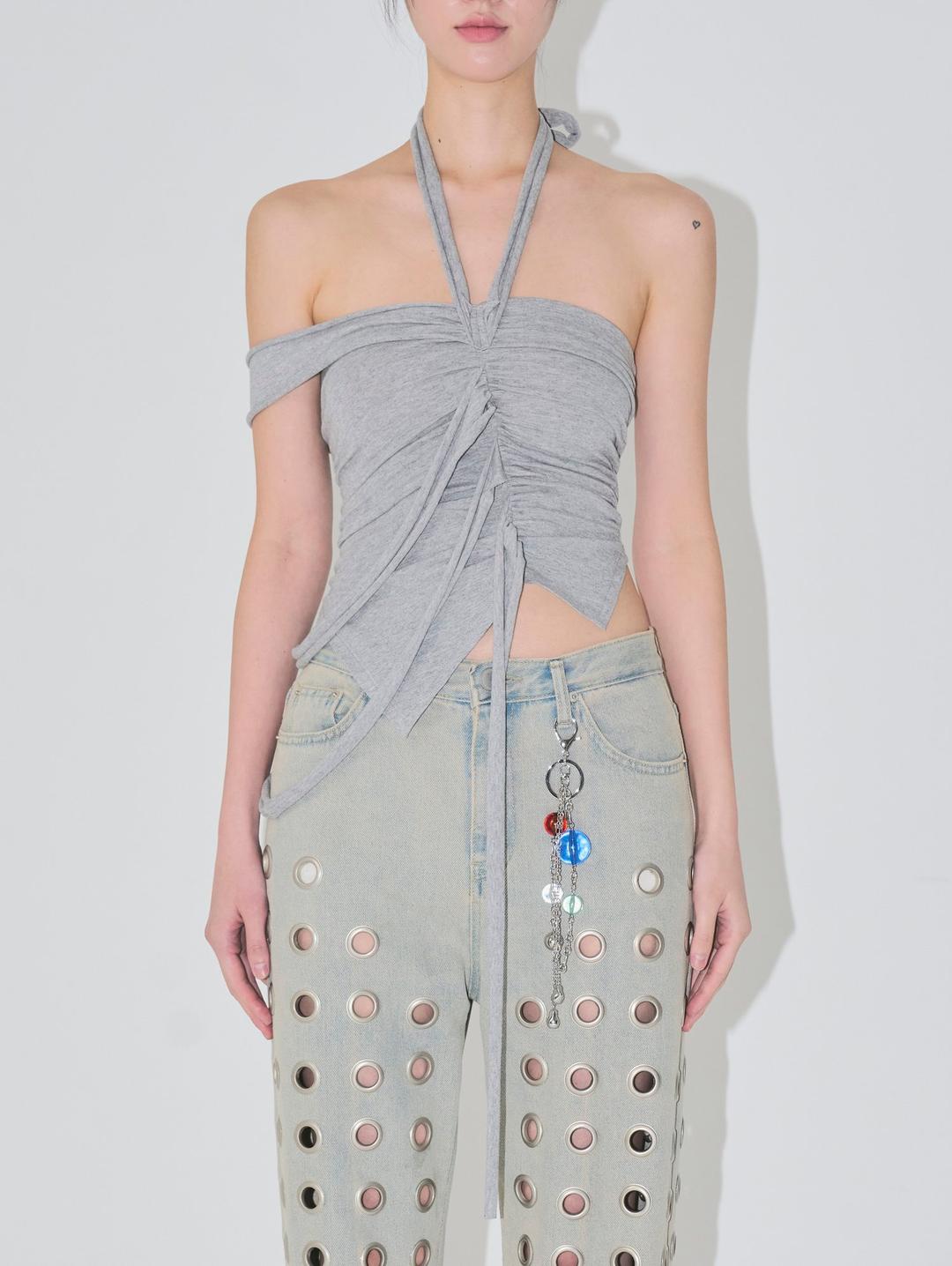 .shirred strip top grey — .nibgnus