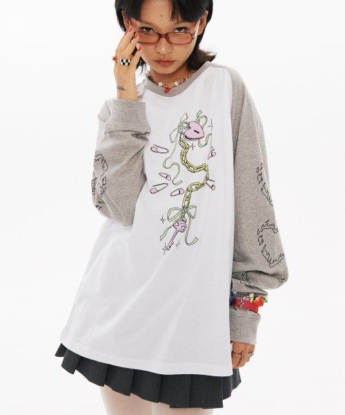 원더비지터(WONDERVISITOR)  Heart Key Raglan Long sleeve [Melange Grey] - 사이즈 & 후기 | 무신사