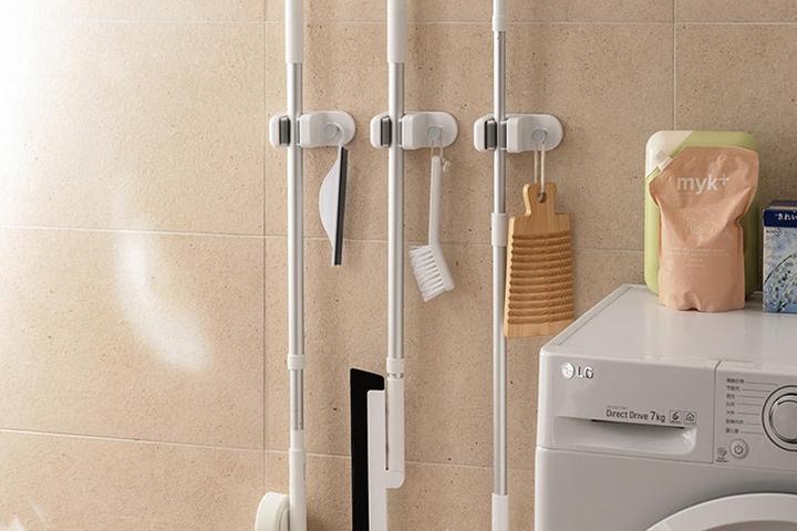 무타공 다용도 밀대 청소도구걸이 HS-MW73