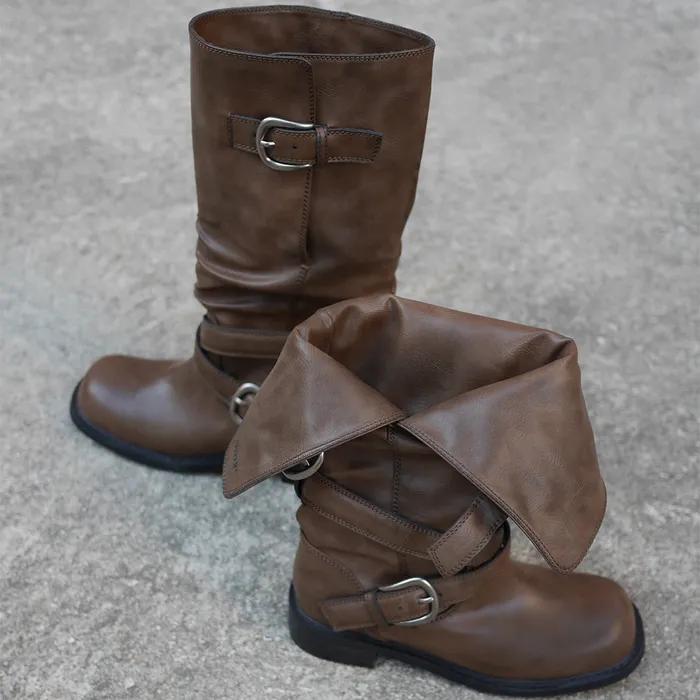 Raven Foldable Buckle Boots / Brown