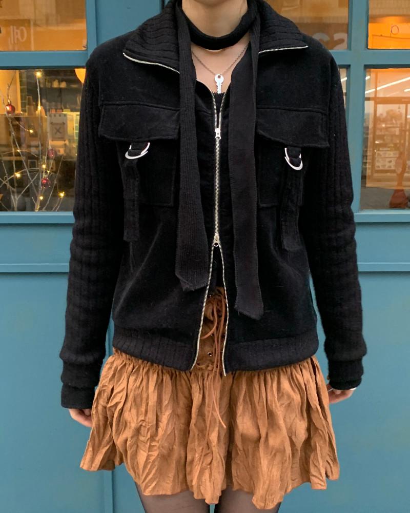 여자 다링 골덴 코튜로이 투포켓 투웨이 니트집업