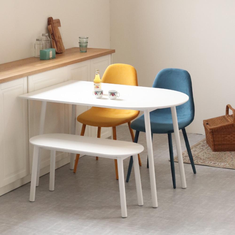 비알프렌드 화이트 라미네이트 반타원 식탁 디디테이블