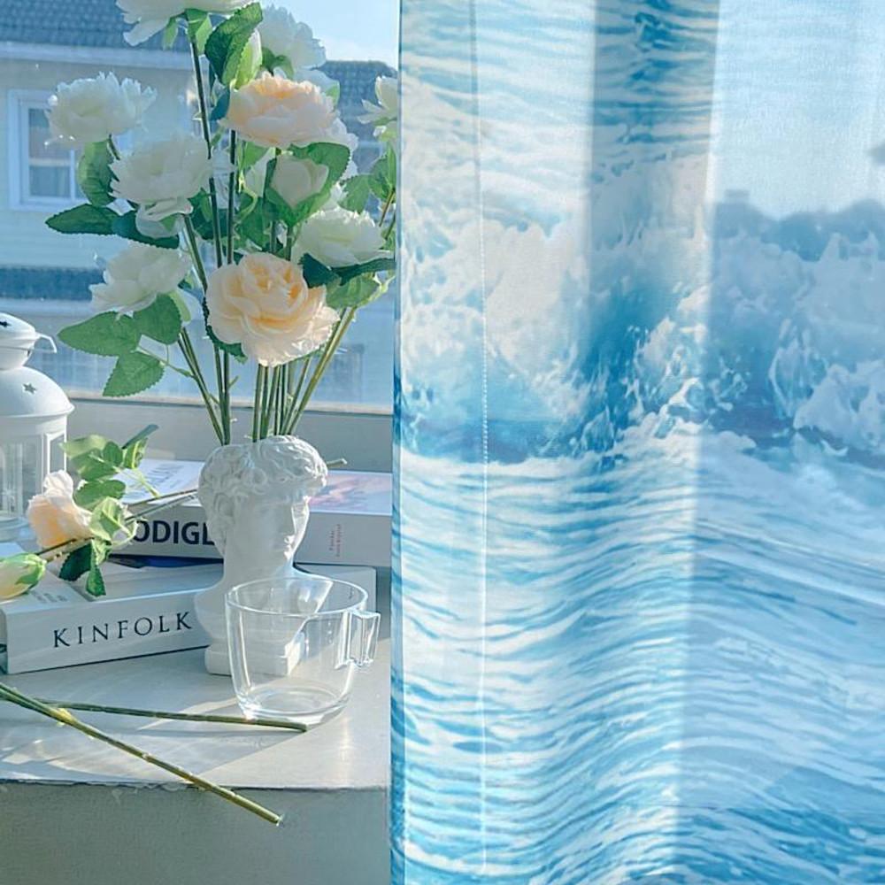 수심 Nature Curtain(7 color) 쉬폰 풍경 커튼 가림막 주방 자연 창문