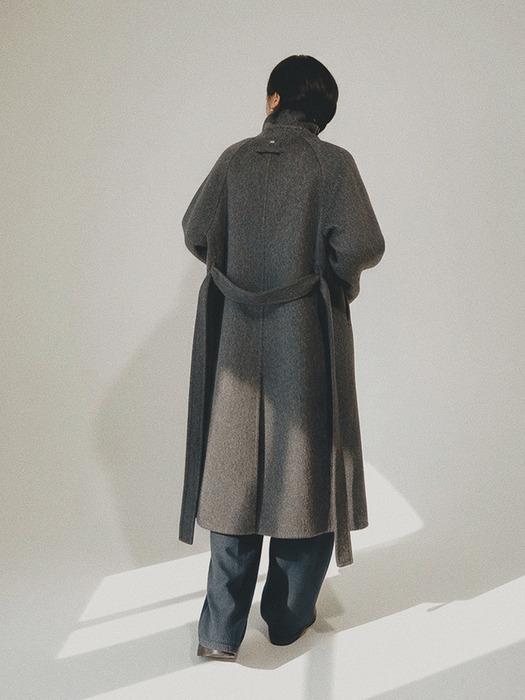 MET wool blended handmade raglan coat charcoal