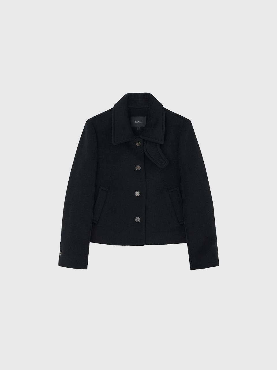 카미 울 숏 자켓_블랙