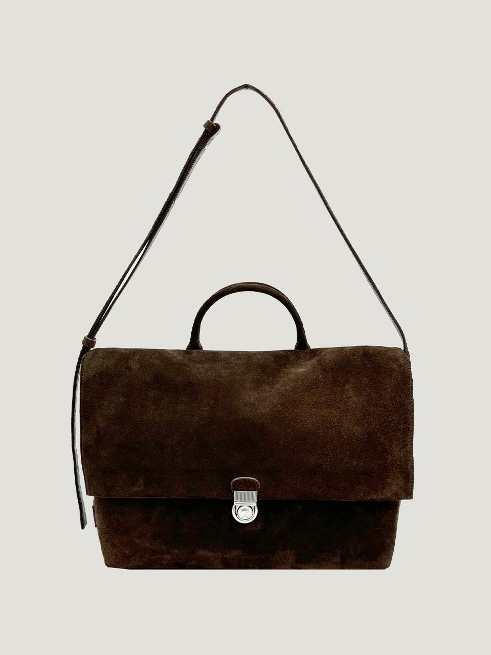 soft mail briefcase bag suede mocha brown *12월 12일 예약배송