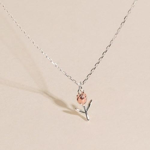 실버925 미니 데일리 핑크 튤립 팬던트 은 목걸이