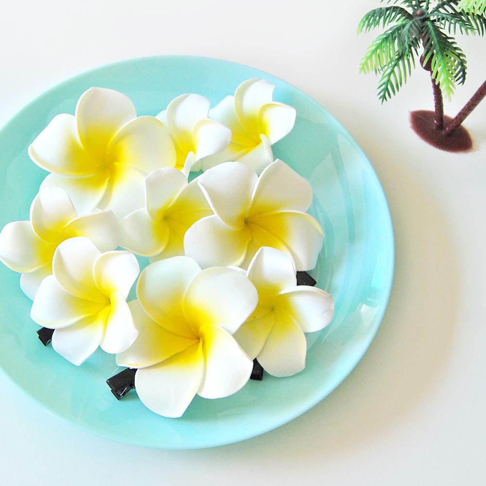 플루메리아 하와이안 꽃핀 집게핀(2종)/하와이꽃 휴양지 파티 머리핀 헤어핀