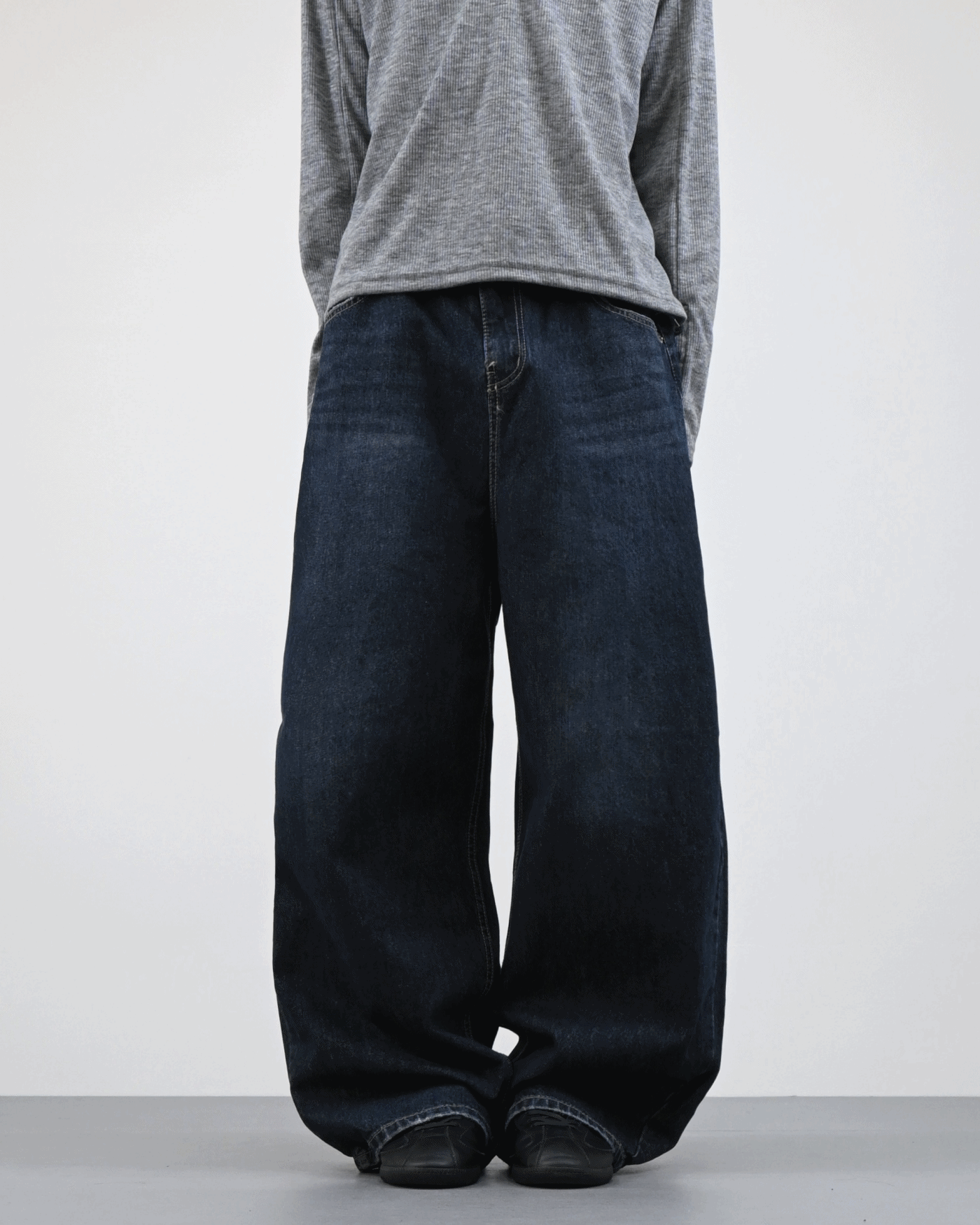 slup washing wide curve denim pants