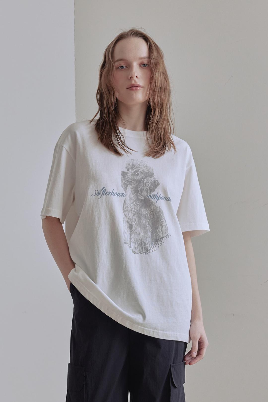 OVERSIZED POODLE GRAPHIC TEE (IVORY)
