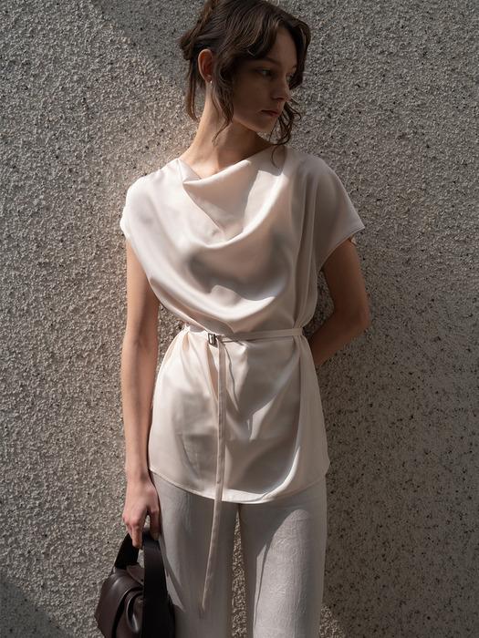DRAPE SILKY BLOUSE BEIGE