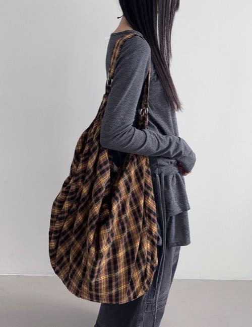 vintage check cotton big bag
