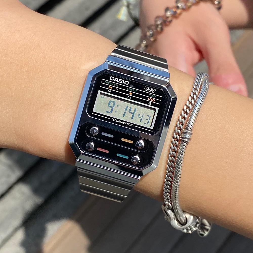 카시오 빔즈 스퀘어 빈티지 레트로 메탈 디지털시계