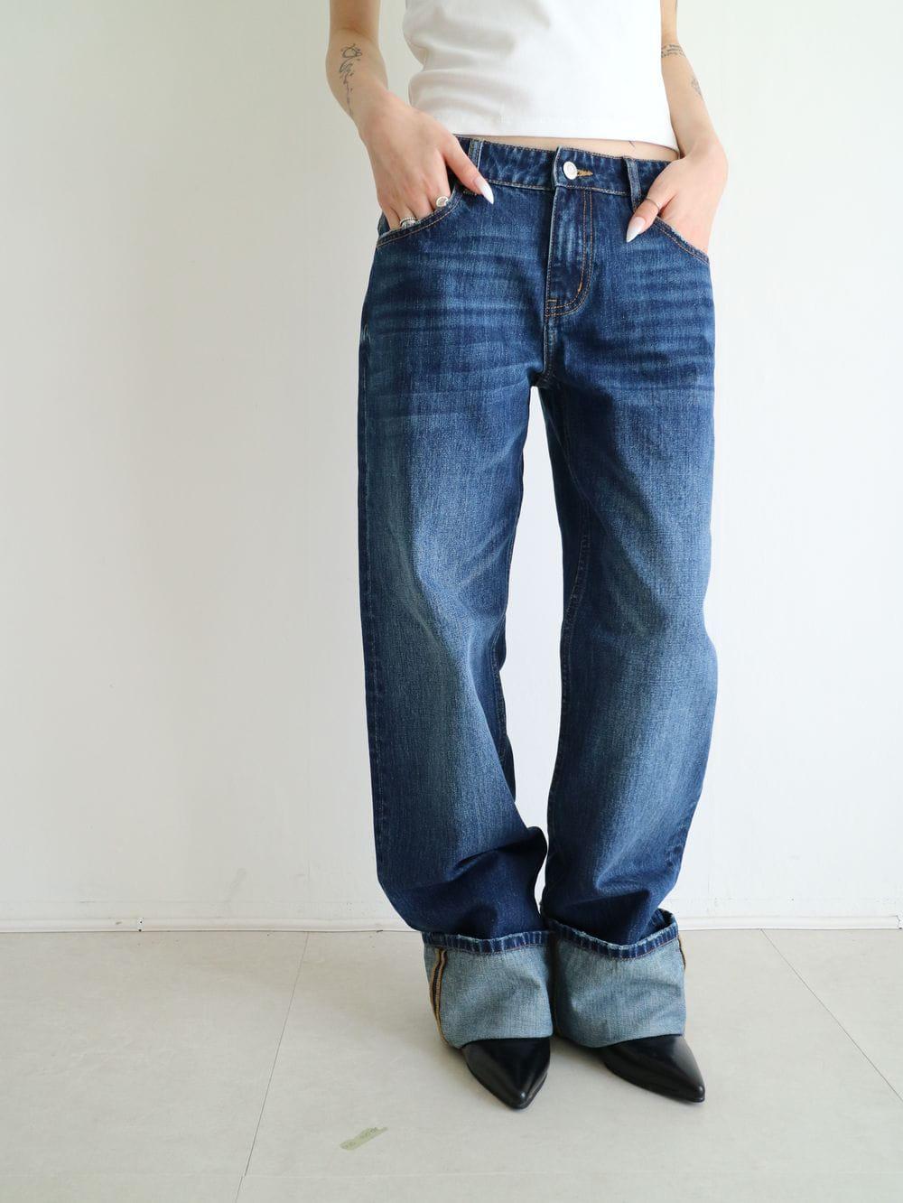 오르 로우라이즈 일자 데님팬츠