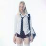 Shoelace Shirring Shirt Coquette White
