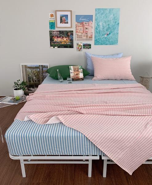 [무드 스트라이프] 여름 겹이불 세트 (2colors)(S,Q,K)_워싱멜란선염면,시어서커