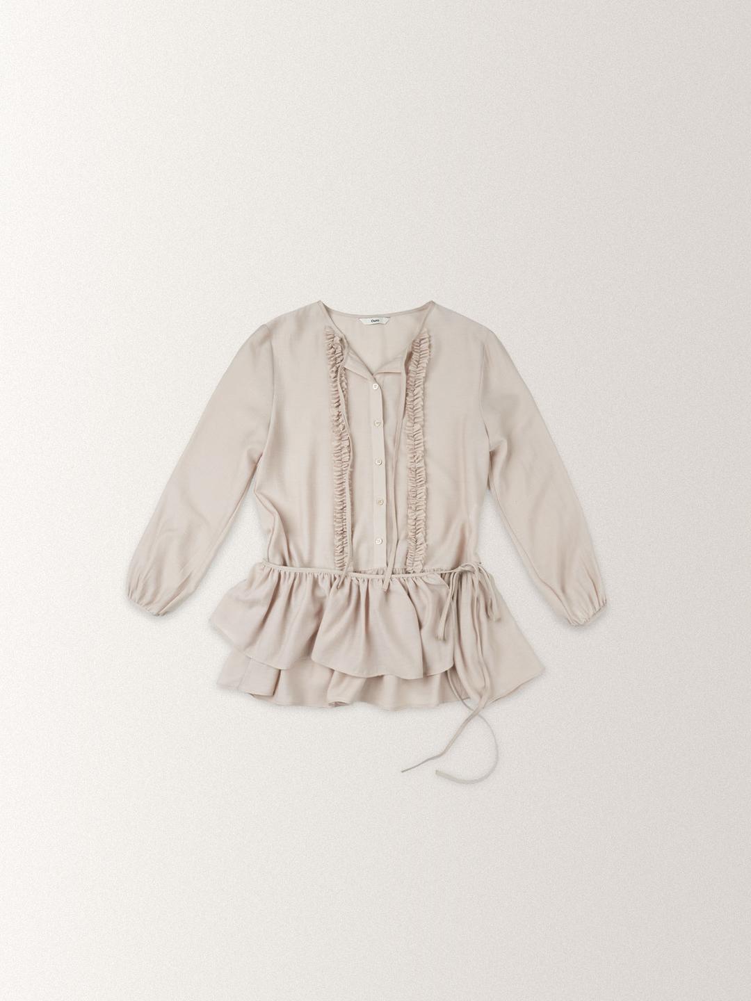 (*5/12 순차 출고) RUFFLE WRAP BLOUSE [ BEIGE ]