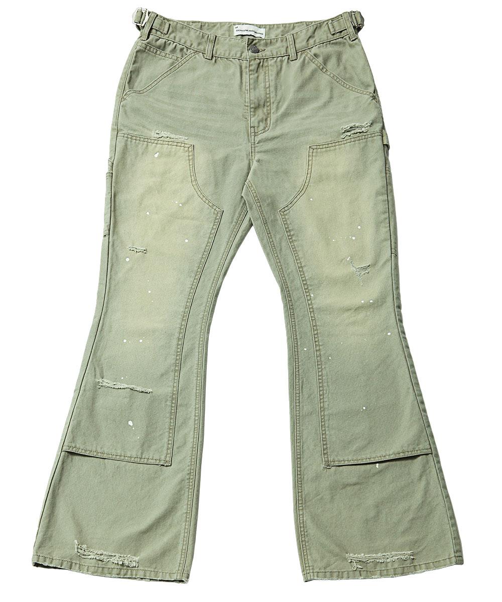 DOUBLE KNEE BOOT CUT DUCK PANTS OLIVE