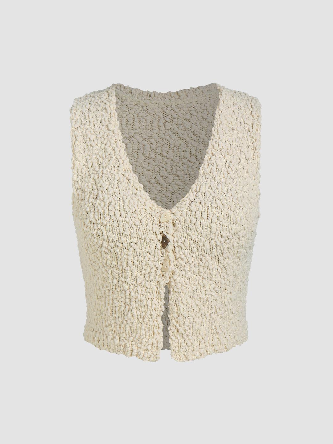 Solid Texture Knit Vest
