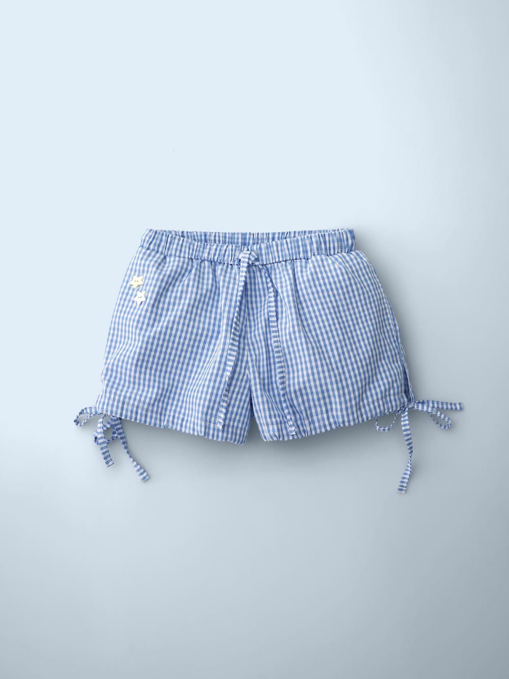 Check Twin Bottons Shorts Blue