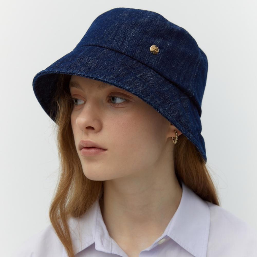 linen denim washing bucket hat - indigo