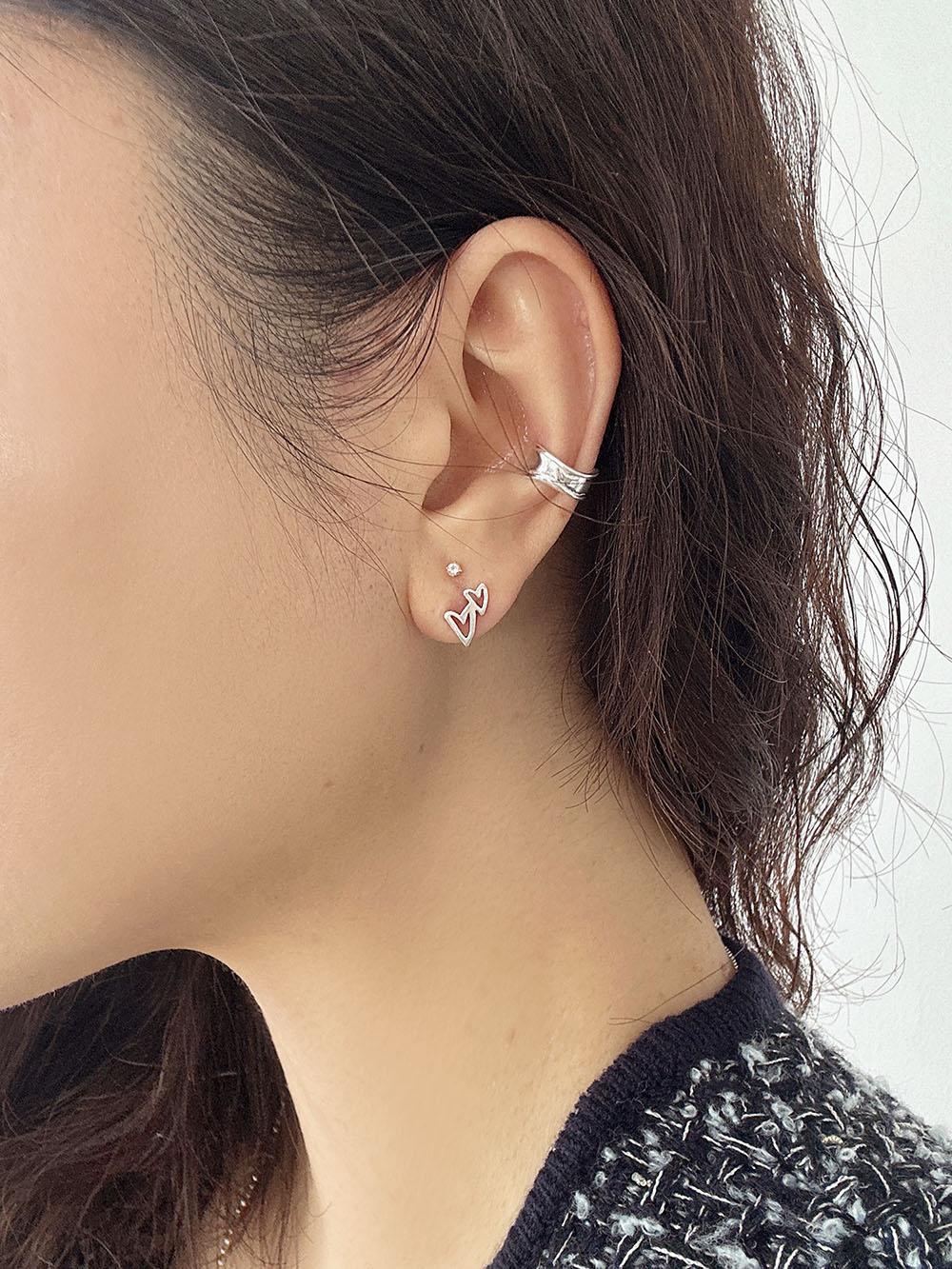 미니 더블 하트 귀걸이