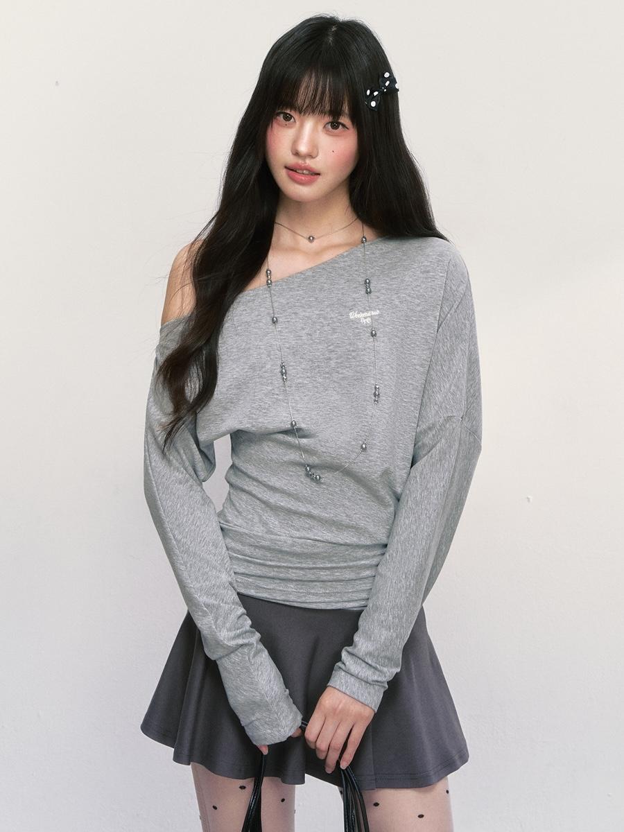 Weekendhub Soft Ruched One-Shoulder Top