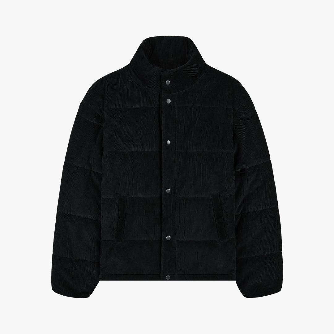 Stranger Regular Fit Corduroy Puffer Jacket (Black)