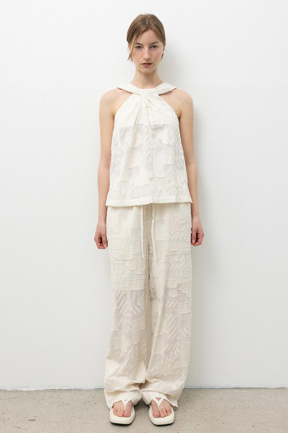 Jacquard Pattern Wide Pants_Ivory