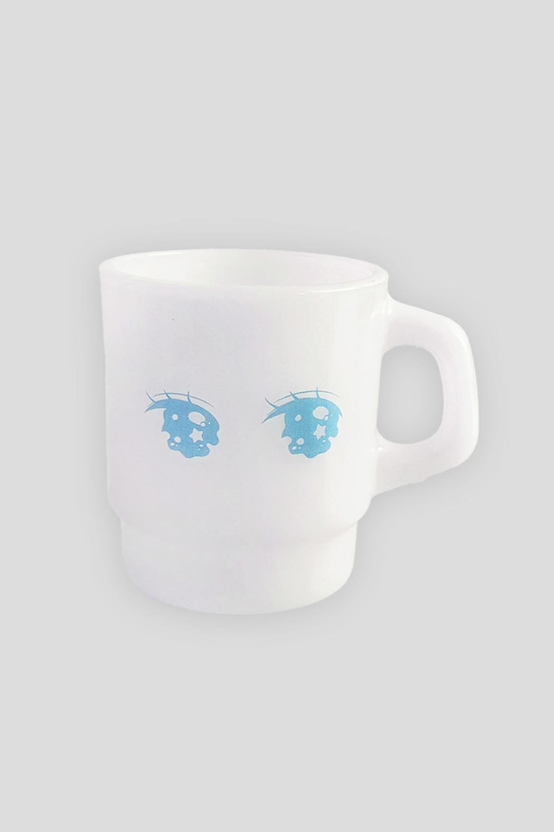 Dreaming eyes milk glass blue
