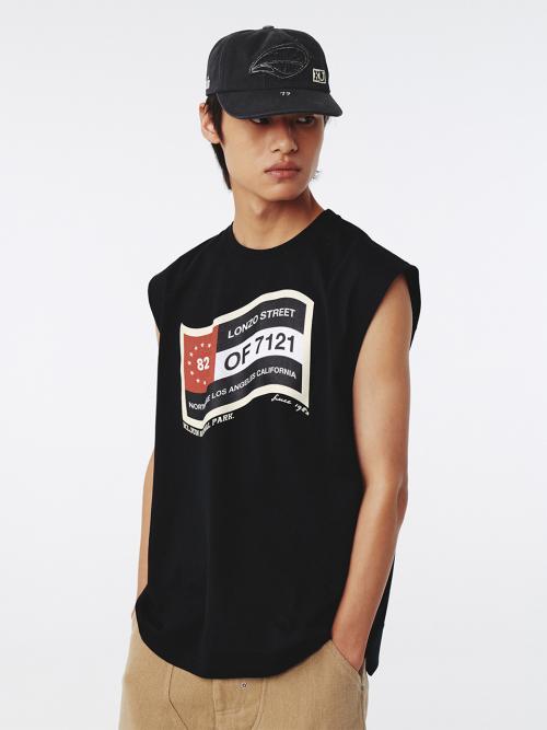 Flag Sleeveless Top Black