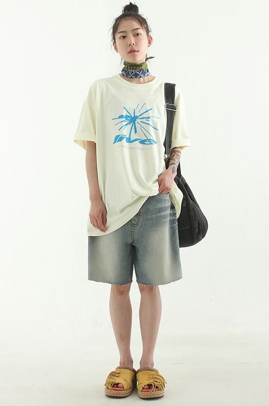 live printed cotton half tee (unisex)