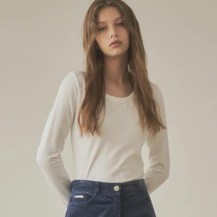SITP5119 스쿱넥 코튼 텐션 티셔츠_Ivory
