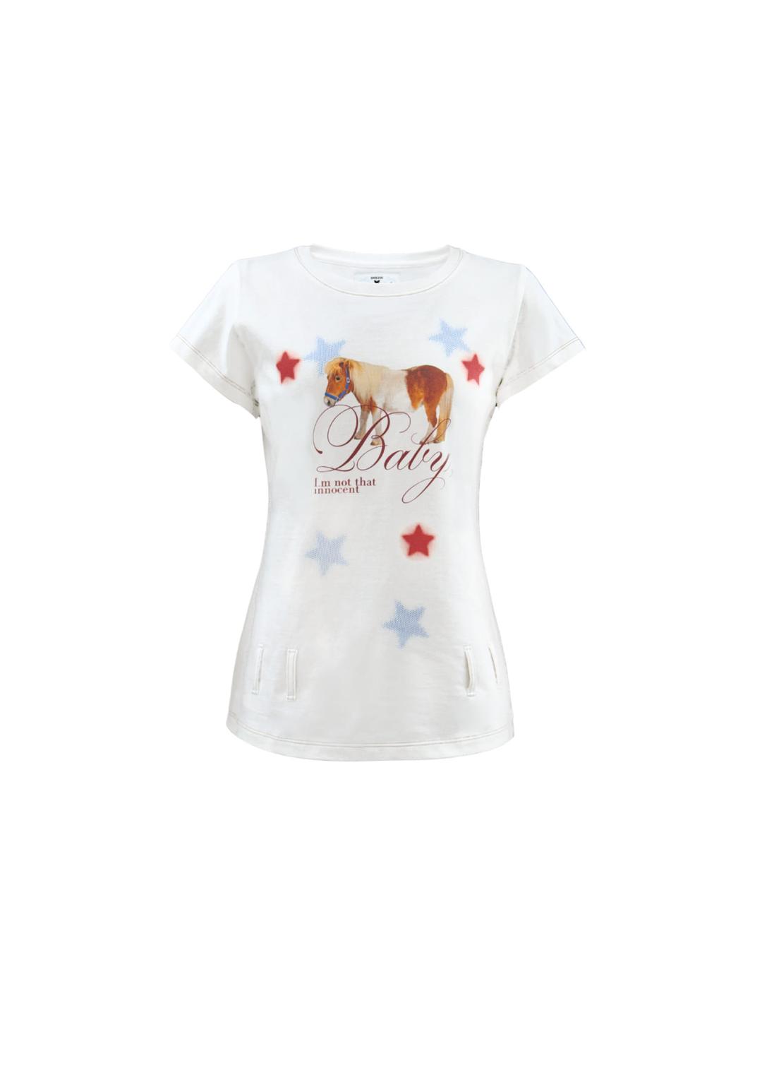Innocent pony belt t-shirt (White)
