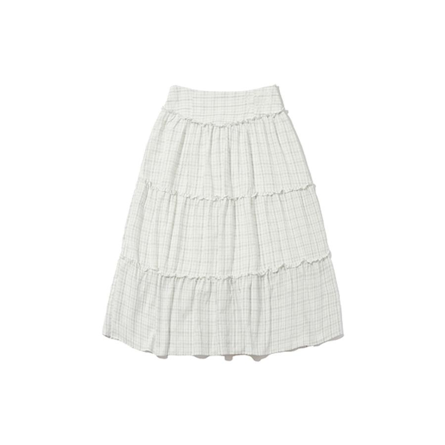 Check Shirring Cancan Skirt (white)