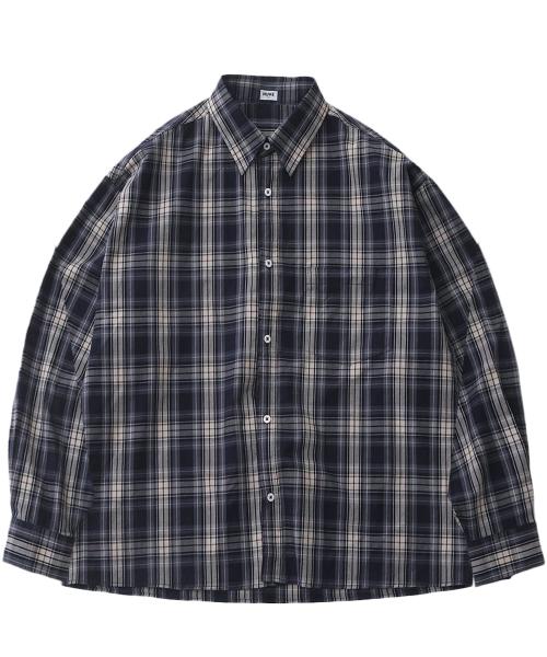 빈티지 워싱 네이비 체크셔츠