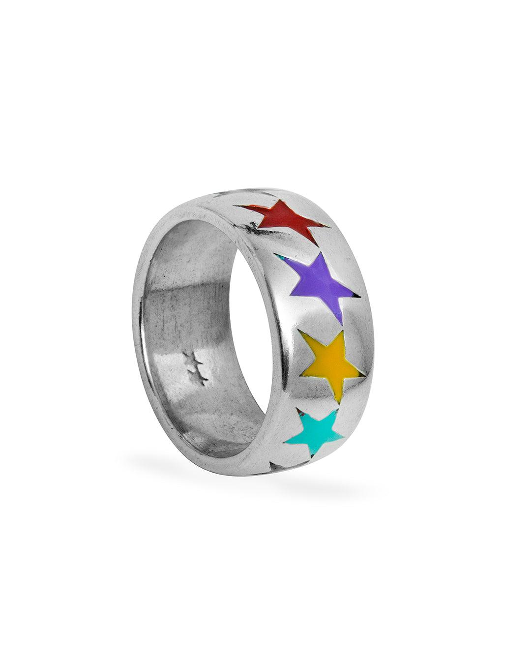 Enameled Multicolor Starline Ring L