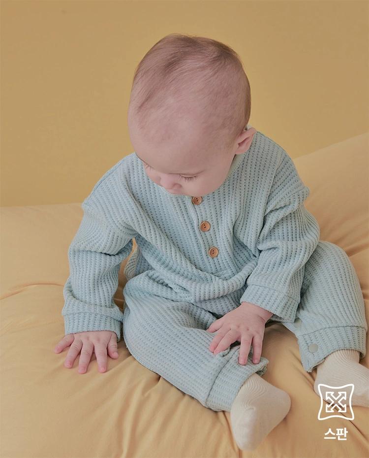 무지 와플 긴팔 롬퍼_33BU