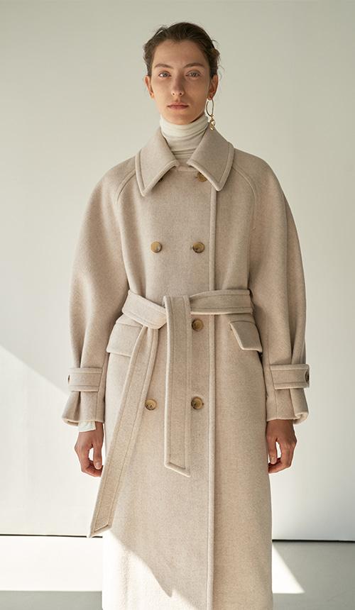 TTW CASHMERE DOUBLE WOOL COAT OATMEAL