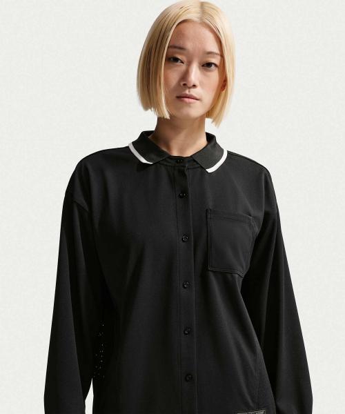 스포츠웨어 오버사이즈 버튼 다운 저지 탑 W - 블랙 / IF0275-010