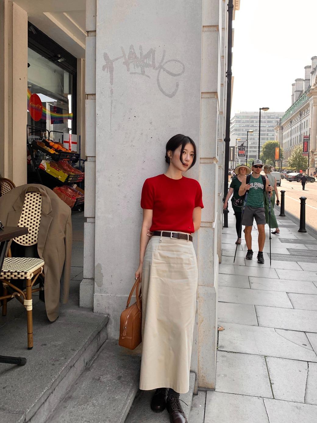 프릴리 DS. D-Ring Long Cotton Skirt