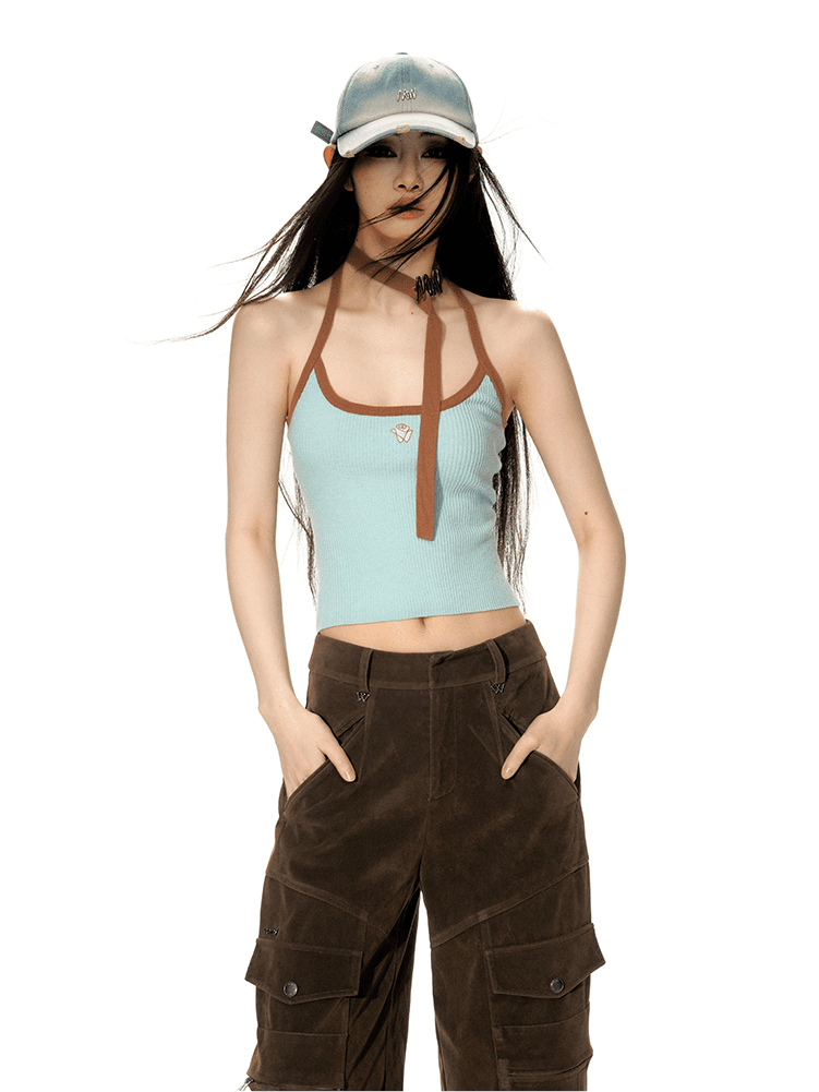 [NOTAWEAR] Careful Line Contrast Cham Set (Sleeveless)