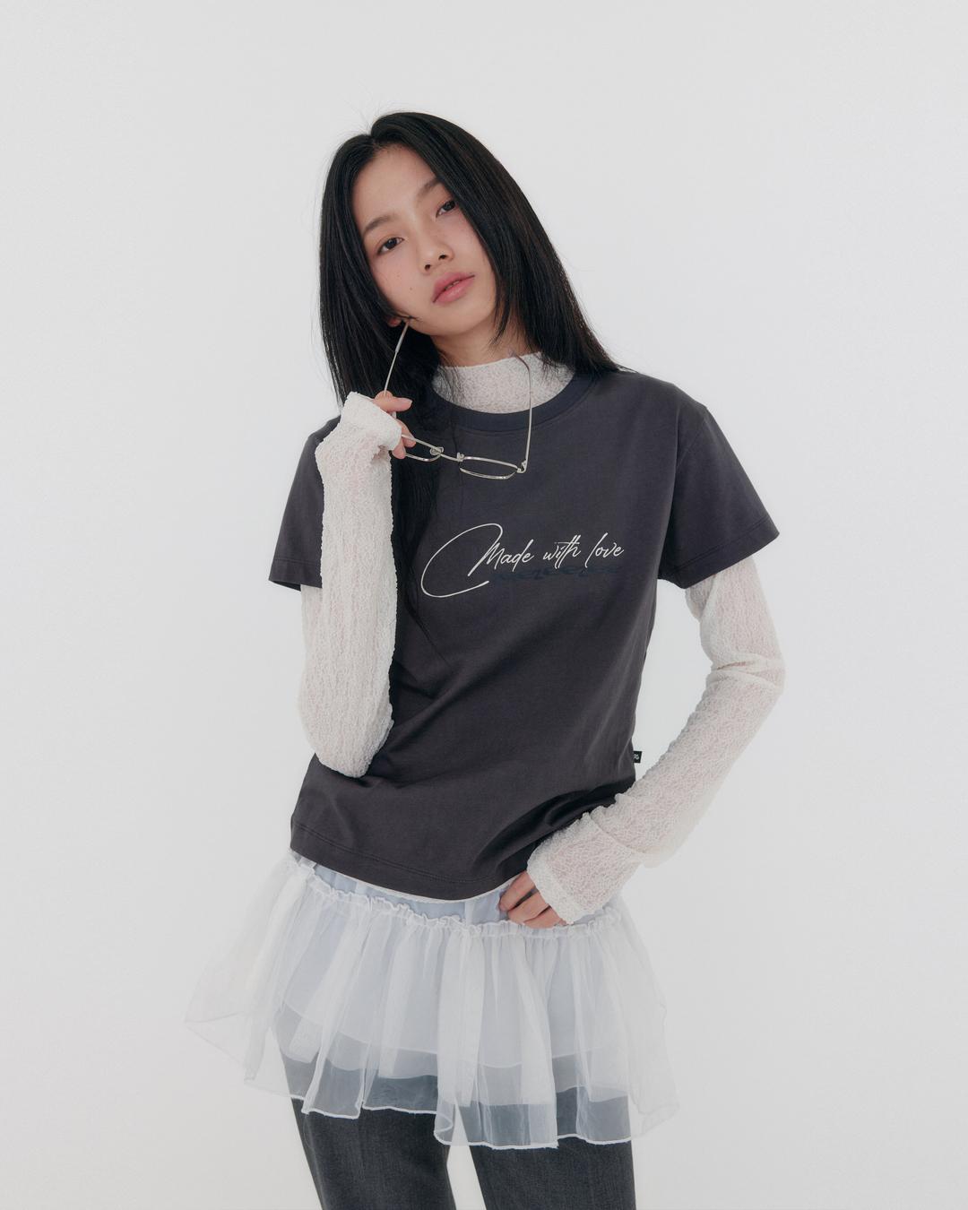 Basic Graphic T-shirt  ( Charcoal Grey )