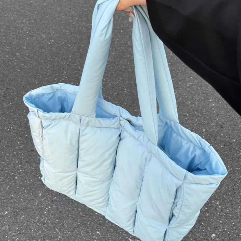 대용량 패디드 보부상 노트북 학생 패딩가방 데일리 에코백